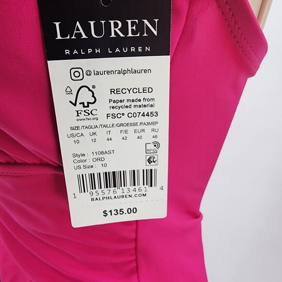 Ralph Lauren Size 10 Womens Pink Halter One Piece Swimsuit NWT $135 - Picture 5 of 11